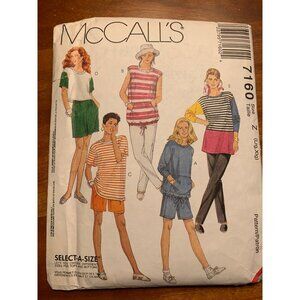 McCalls 7160 Sewing Pattern Misses Tops Shorts Pants Size Large/X-Large 90s Uncu
